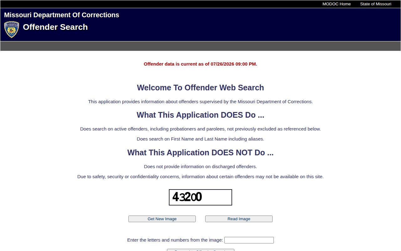 Missouri DOC search for Dent County released and supervised inmates